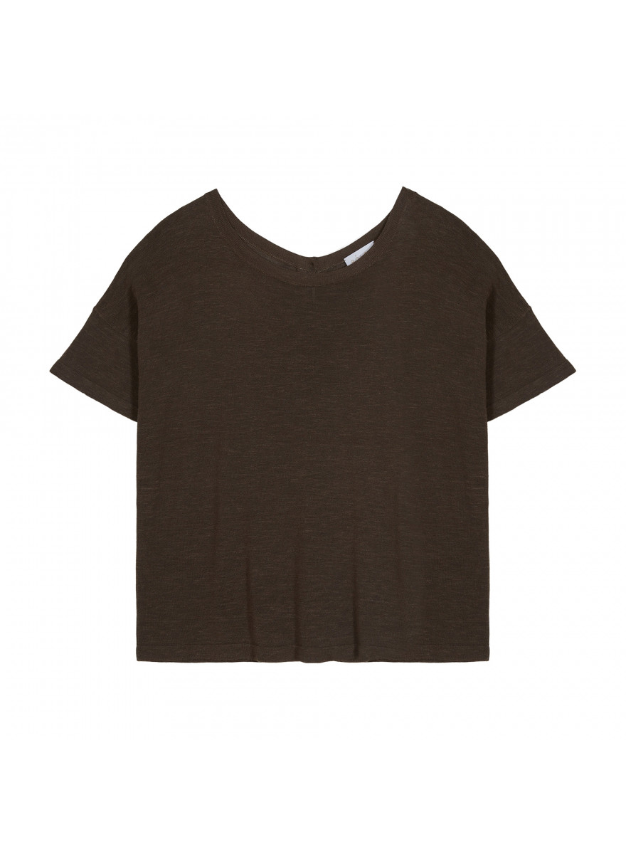 T-Shirt aus Flammgarn-Leinen mit Knopfleiste hinten - Tally