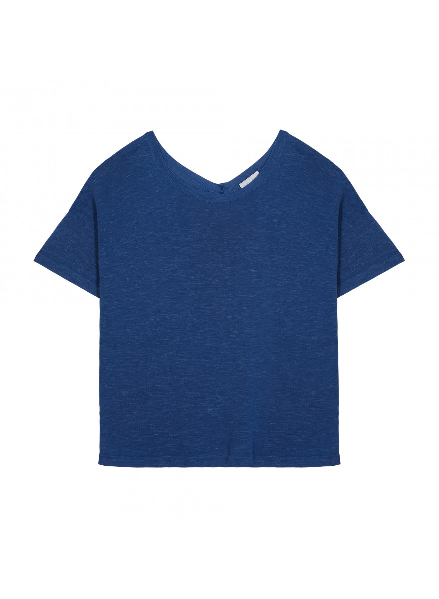 T-Shirt aus Flammgarn-Leinen mit Knopfleiste hinten - Tally