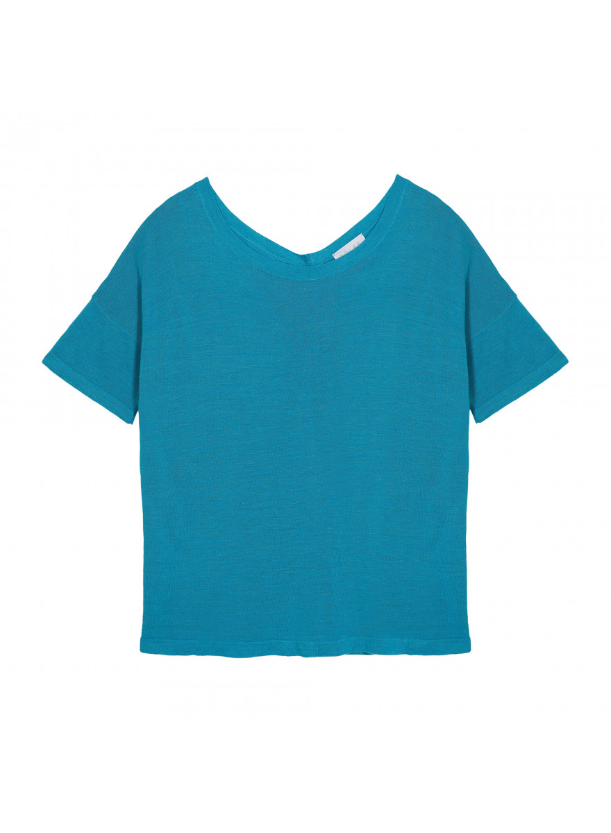 T-Shirt aus Flammgarn-Leinen mit Knopfleiste hinten - Tally