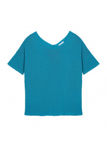 T-Shirt aus Flammgarn-Leinen mit Knopfleiste hinten - Tally