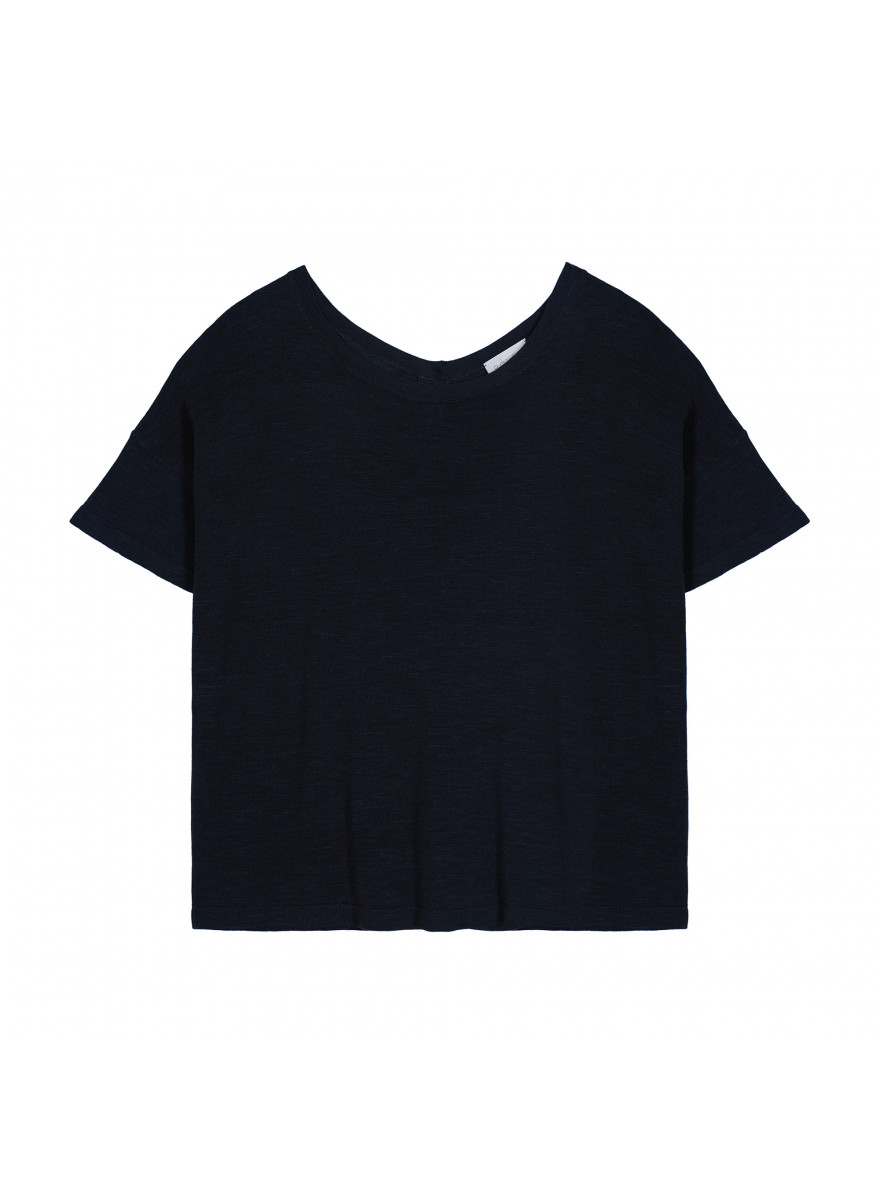 T-Shirt aus Flammgarn-Leinen mit Knopfleiste hinten - Tally