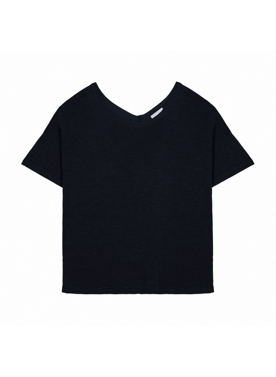T-Shirt aus Flammgarn-Leinen mit Knopfleiste hinten - Tally