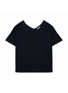 T-Shirt aus Flammgarn-Leinen mit Knopfleiste hinten - Tally