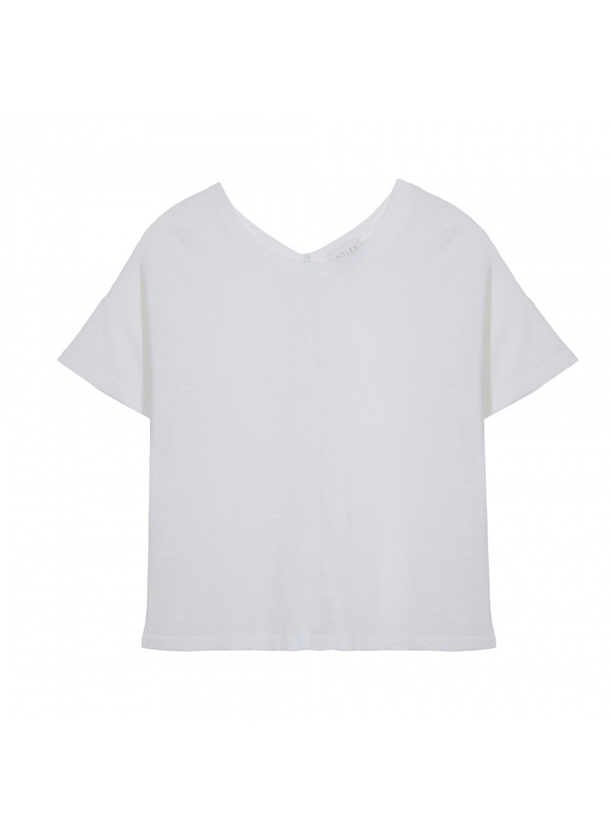 T-Shirt aus Flammgarn-Leinen mit Knopfleiste hinten - Tally