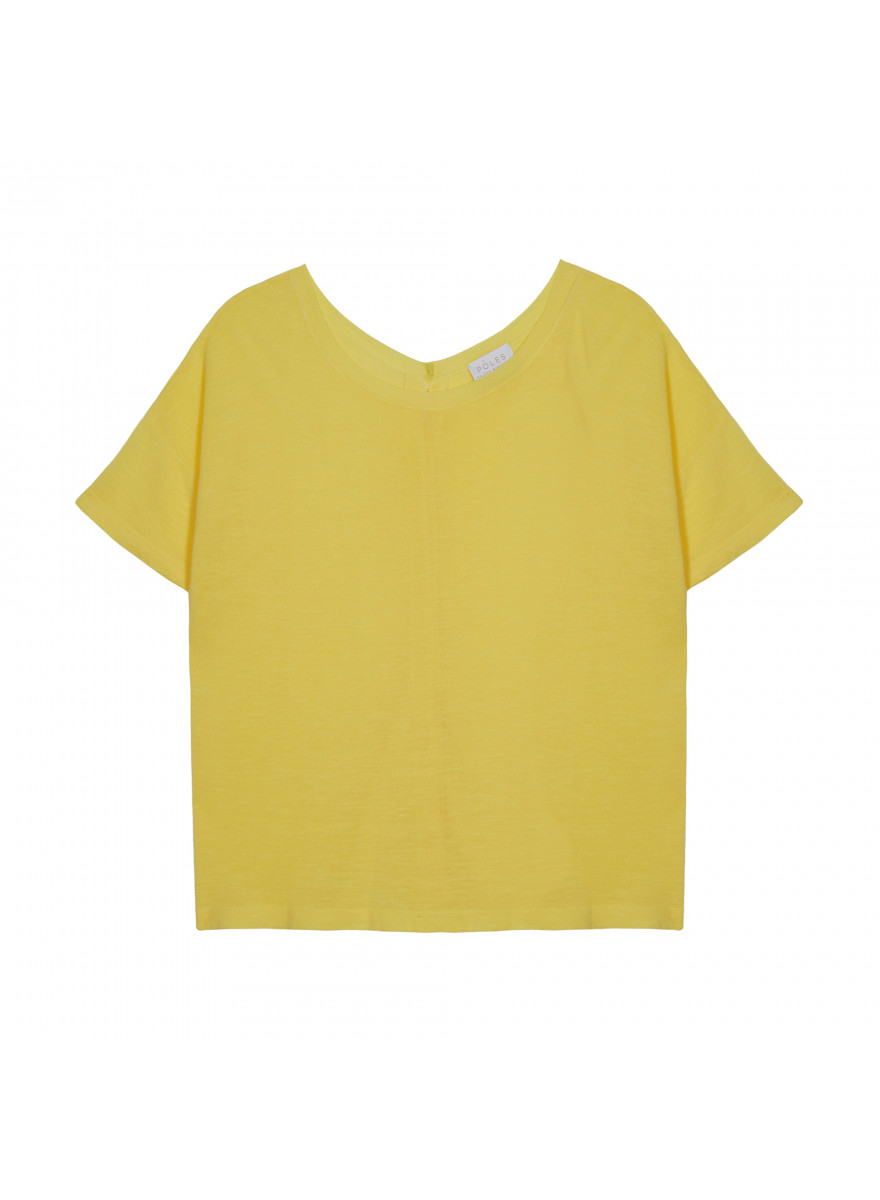 T-Shirt aus Flammgarn-Leinen mit Knopfleiste hinten - Tally
