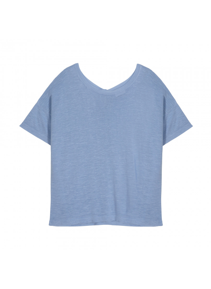 T-Shirt aus Flammgarn-Leinen mit Knopfleiste hinten - Tally