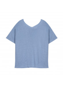 T-Shirt aus Flammgarn-Leinen mit Knopfleiste hinten - Tally