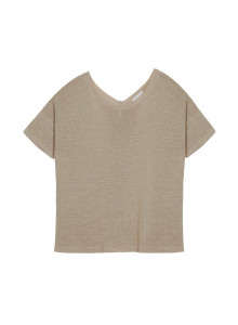 T-Shirt aus Flammgarn-Leinen mit Knopfleiste hinten - Tally