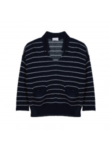 Pullover aus Leinen mit Polokragen - Tiara