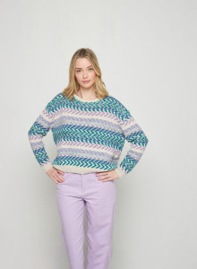 Mehrfarbiger Pullover aus Baumwolle und Leinen - Thadji