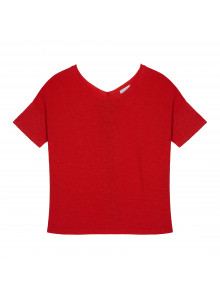 T-Shirt aus Flammgarn-Leinen mit Knopfleiste hinten - Tally