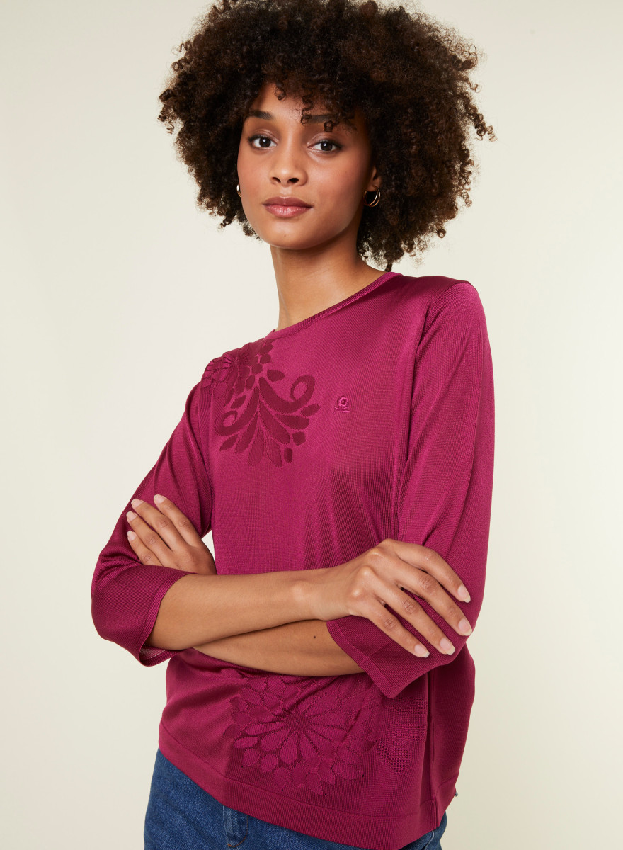 T-shirt manches coudes en Fil Lumière à motifs - Erica T-shirt manches coudes en Fil Lumière à motifs - Erica