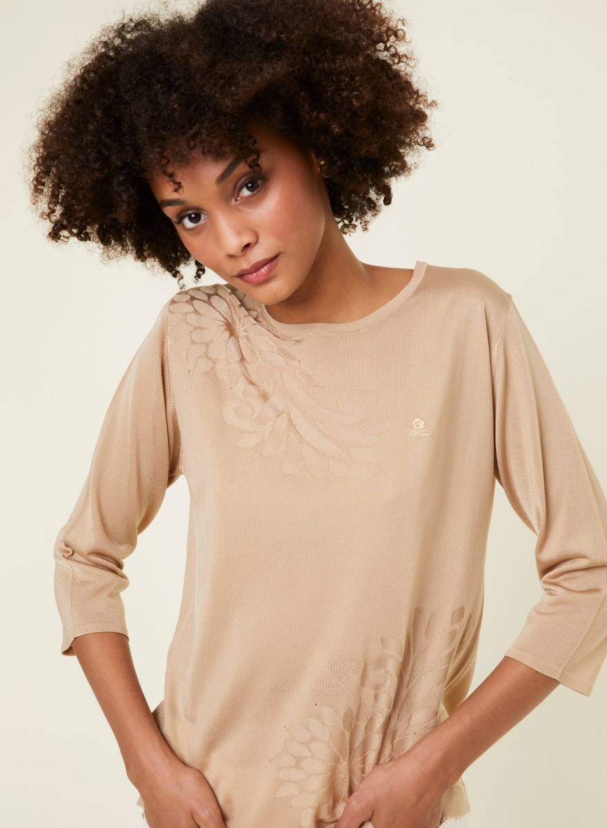 T-shirt manches coudes en Fil Lumière à motifs - Erica T-shirt manches coudes en Fil Lumière à motifs - Erica