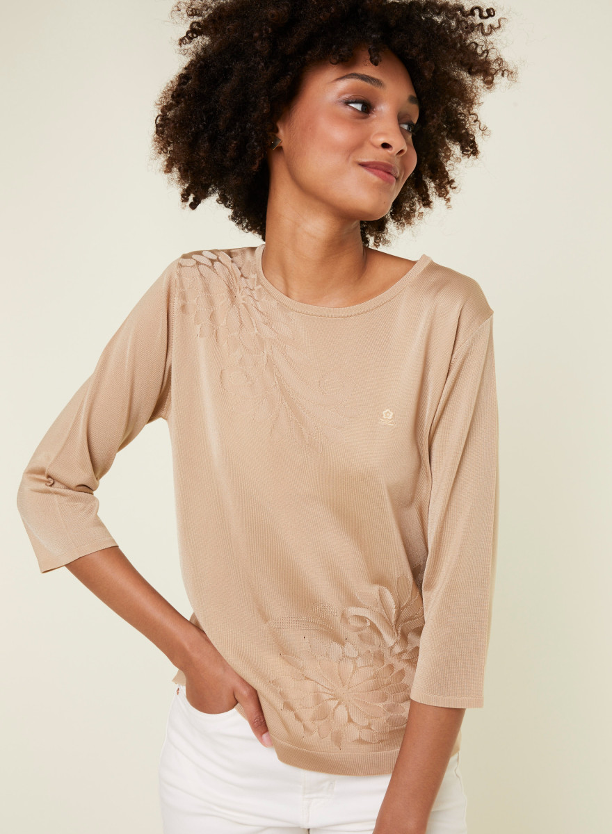 T-shirt manches coudes en Fil Lumière à motifs - Erica T-shirt manches coudes en Fil Lumière à motifs - Erica