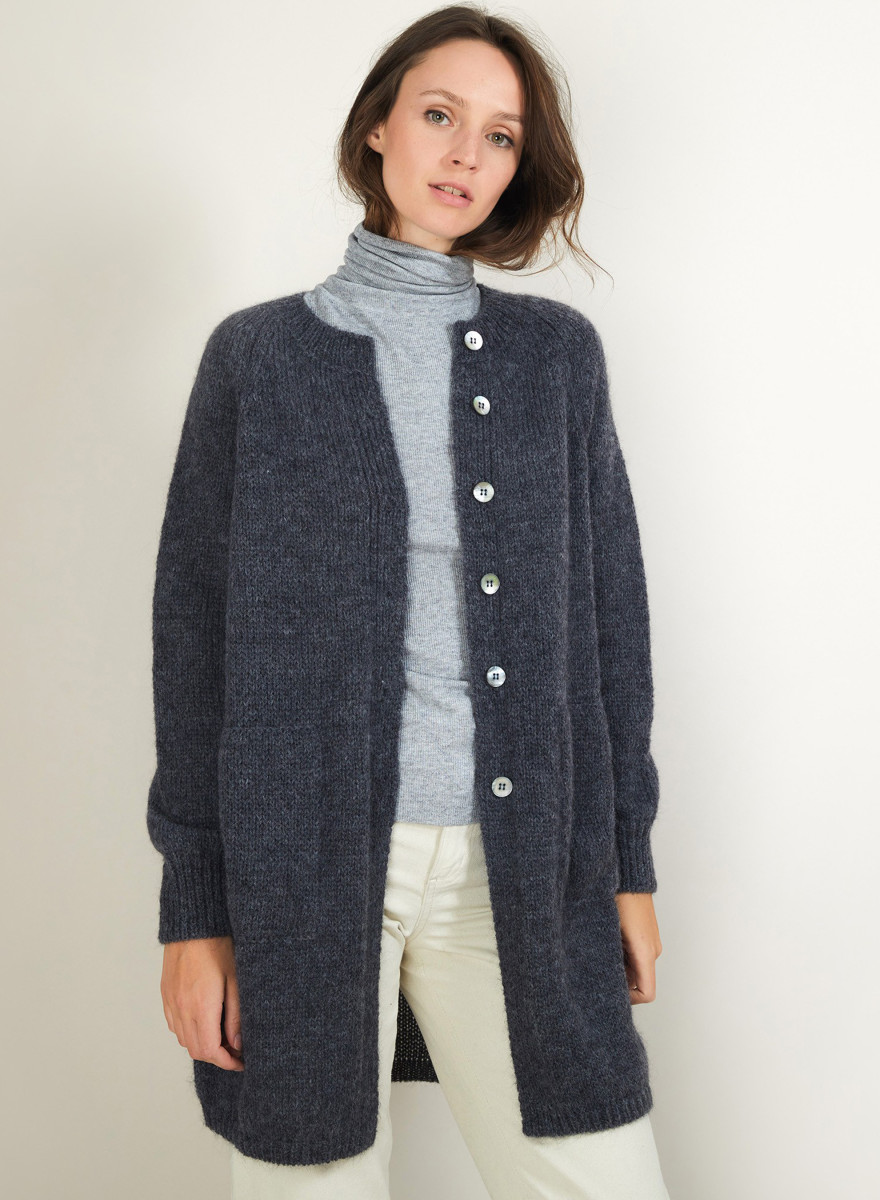Long gilet 2 poches en mohair - Gaya