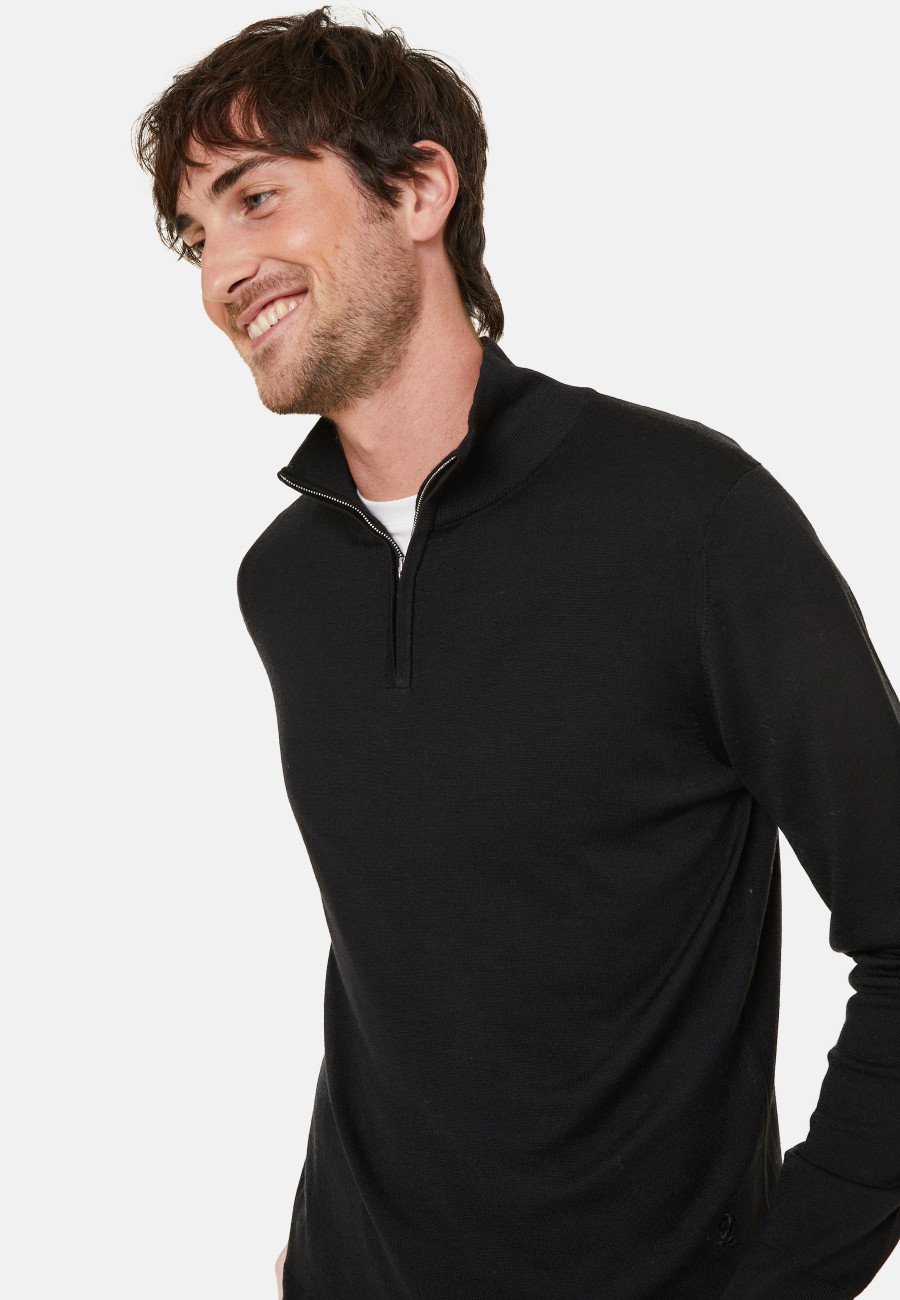 Pullover mit Trucker-Ausschnitt und Logo aus Merinowolle - Ryan
