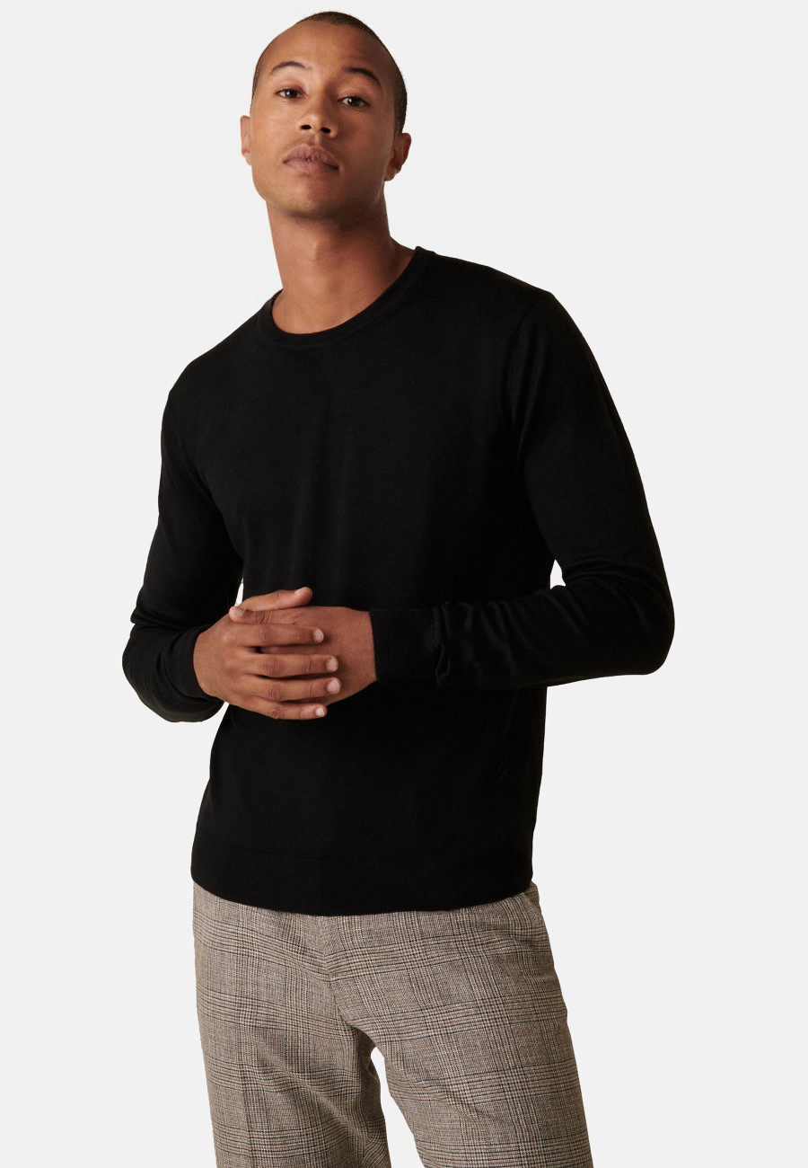 Pullover mit Rundhalsausschnitt und Logo aus Merinowolle - Eddie Pullover mit Rundhalsausschnitt und Logo aus Merinowolle - Eddie
