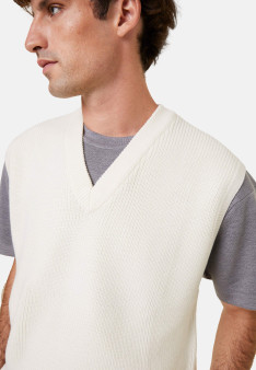 Ärmelloser Pullover mit V-Ausschnitt aus Merinowolle - Felipe