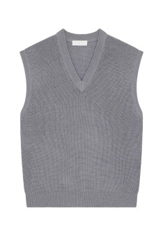 Ärmelloser Pullover mit V-Ausschnitt aus Merinowolle - Felipe