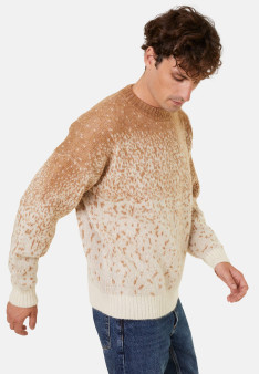 Zweifarbiger Mohair-Pullover mit Rundhalsausschnitt - Figaro