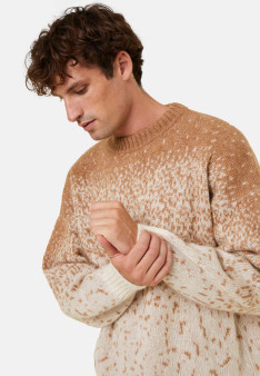 Zweifarbiger Mohair-Pullover mit Rundhalsausschnitt - Figaro