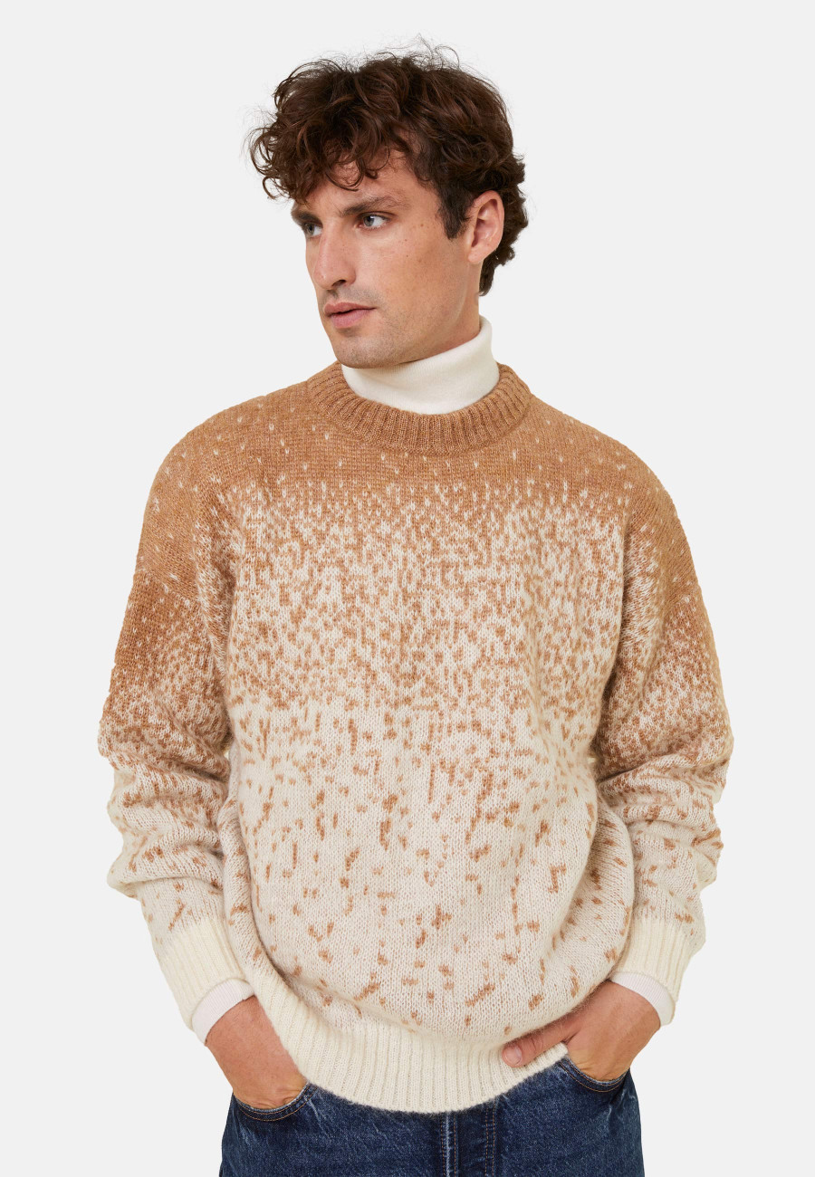 Zweifarbiger Mohair-Pullover mit Rundhalsausschnitt - Figaro