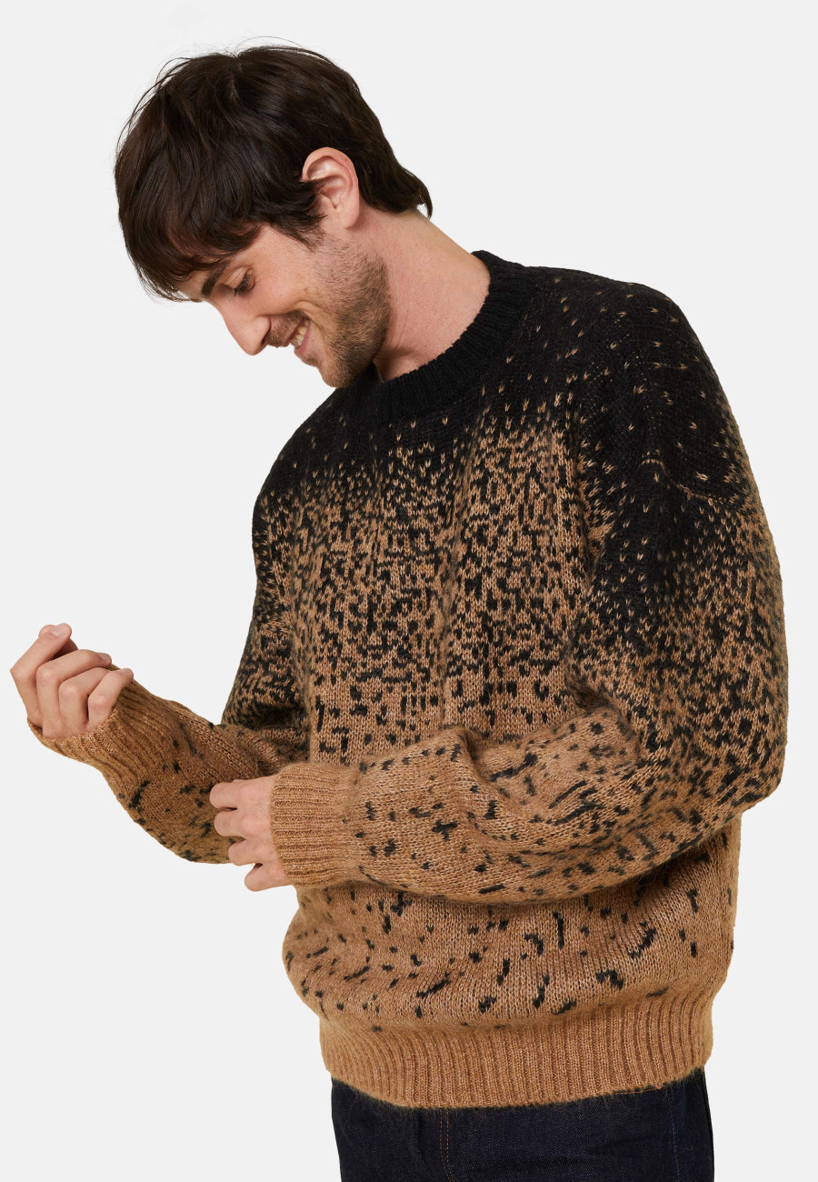 Zweifarbiger Mohair-Pullover mit Rundhalsausschnitt - Figaro