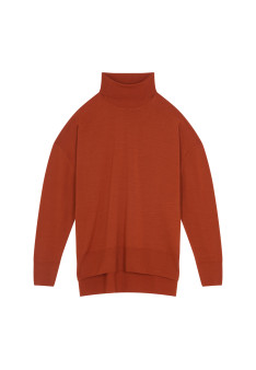 Rollkragenpullover mit Schlitzen aus Merinowolle - Amy