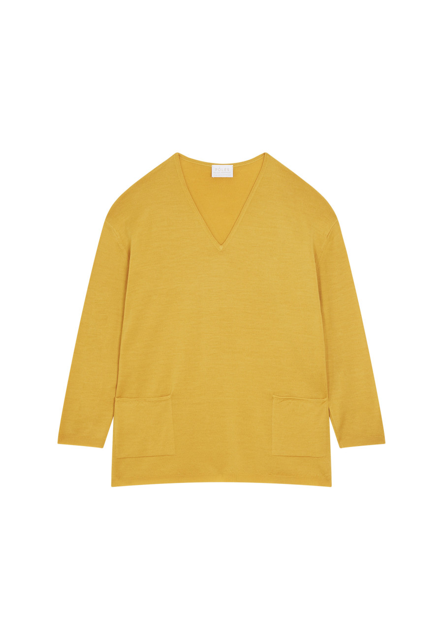 Weit geschnittener Pullover mit V-Ausschnitt und Taschen aus Merinowolle - Albertine Weit geschnittener Pullover mit V-Ausschnitt und Taschen aus Merinowolle - Albertine
