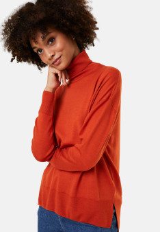 Rollkragenpullover mit Schlitzen aus Merinowolle - Amy