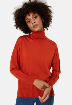 Rollkragenpullover mit Schlitzen aus Merinowolle - Amy