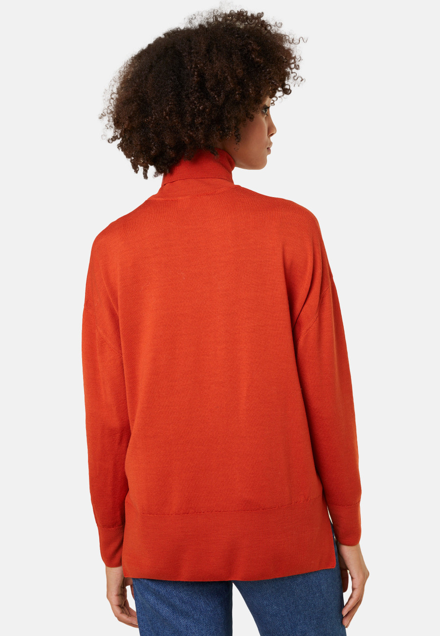 Rollkragenpullover mit Schlitzen aus Merinowolle - Amy