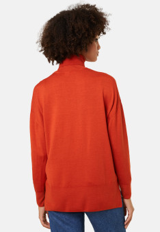Rollkragenpullover mit Schlitzen aus Merinowolle - Amy