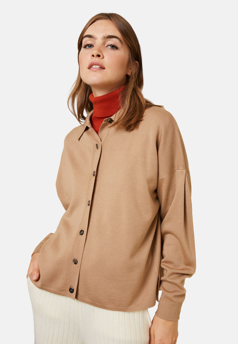 Geknöpfte Jacke mit Polokragen aus Merinowolle - Gabriella