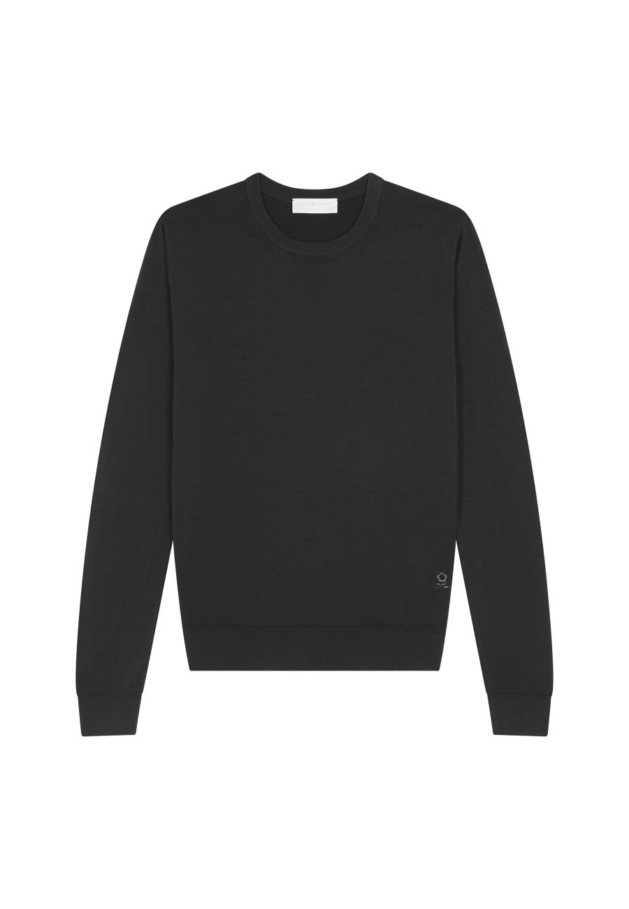 Pullover mit Rundhalsausschnitt und Logo aus Merinowolle - Eddie Pullover mit Rundhalsausschnitt und Logo aus Merinowolle - Eddie