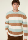 Rundhals-Pullover aus Mohair mit dreifarbigen Streifen - Fox