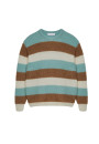 Rundhals-Pullover aus Mohair mit dreifarbigen Streifen - Fox