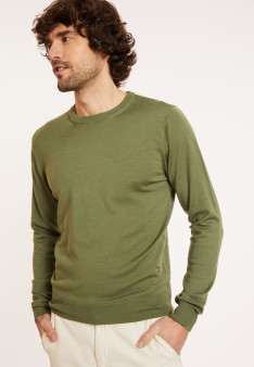 Pullover mit Rundhalsausschnitt und Logo aus Merinowolle - Eddie