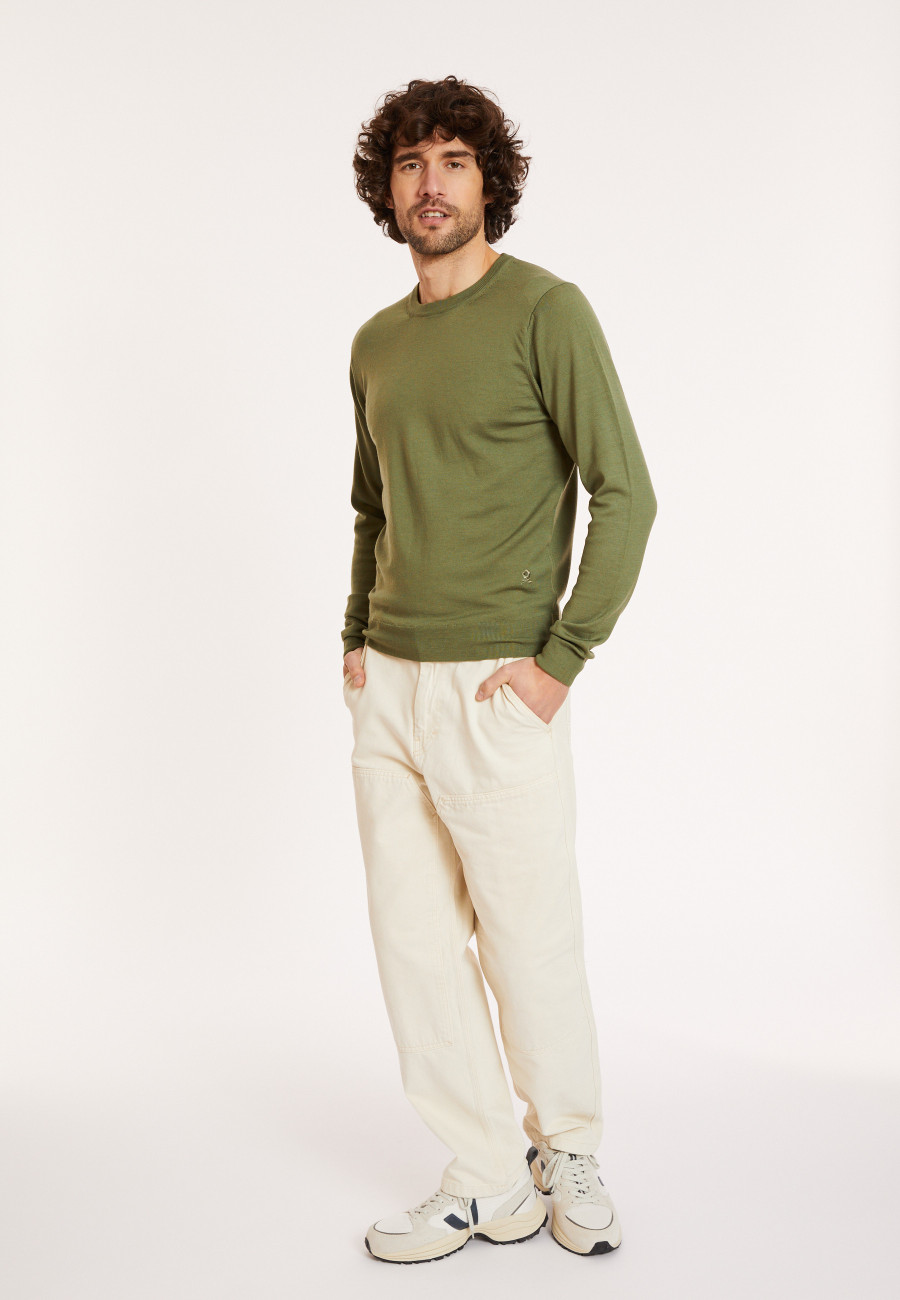 Pullover mit Rundhalsausschnitt und Logo aus Merinowolle - Eddie