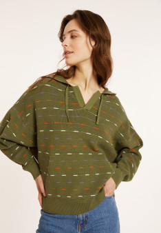 Hoodie aus Bio-Baumwolle mit tunesischem Kragen - Melanie