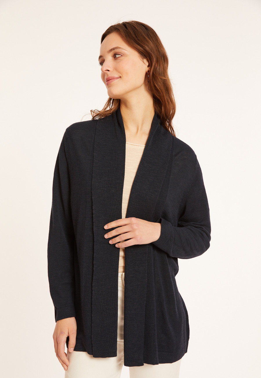 Cardigan aus Slub-Leinen mit Schalkragen - Maelle