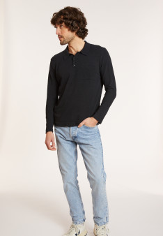 Langarm-Poloshirt aus gebürsteter Baumwolle - Donovan