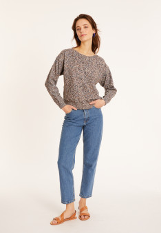 Gestreifter Baumwollpullover mit Bootsausschnitt - Mello