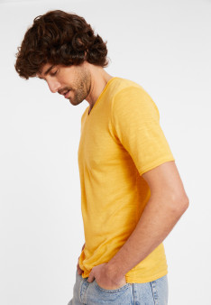 Slub Leinen V-Ausschnitt T-Shirt - Reuben