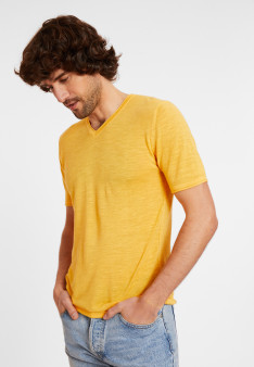 Slub Leinen V-Ausschnitt T-Shirt - Reuben