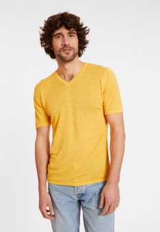 Slub Leinen V-Ausschnitt T-Shirt - Reuben