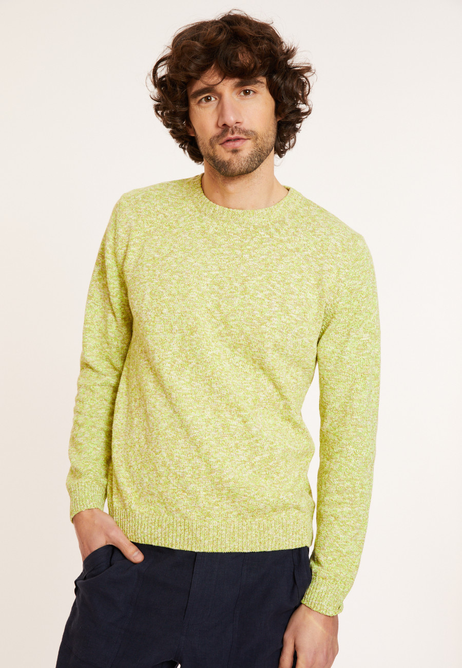 Melierter Baumwollpullover mit Rundhalsausschnitt - Doume