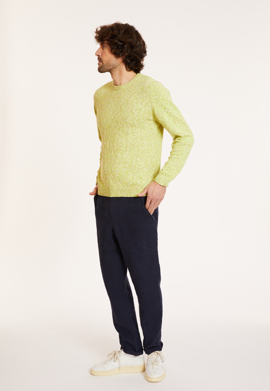 Melierter Baumwollpullover mit Rundhalsausschnitt - Doume