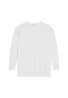 Weit geschnittener Pullover mit V-Ausschnitt aus Bio-Baumwolle - Meve