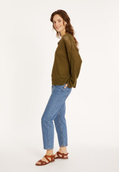 Weitgeschnittener Leinenpullover mit Cut-Out-Ärmeln - Molene
